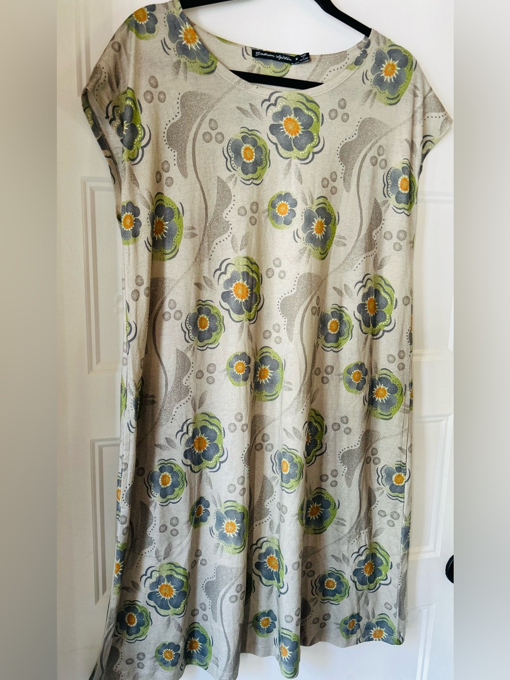 Gudrun Sjödén Organic Cotton Modal Floral Midi Dress M Portugal Lagenlook Floral - Picture 3 of 10